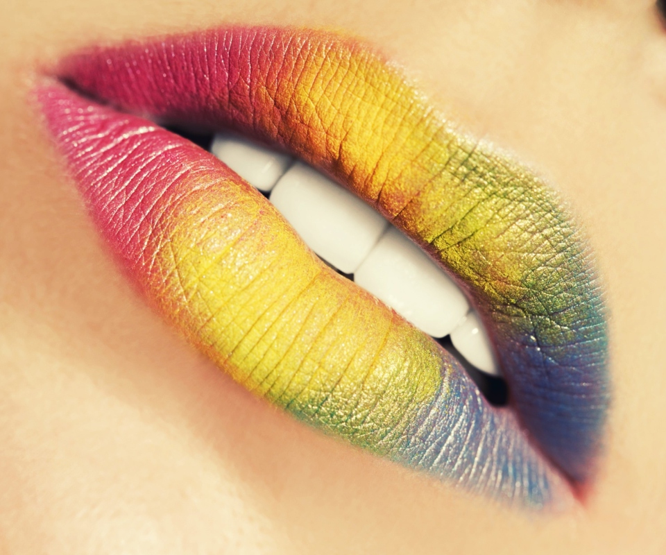 Rainbow Lips wallpaper 960x800