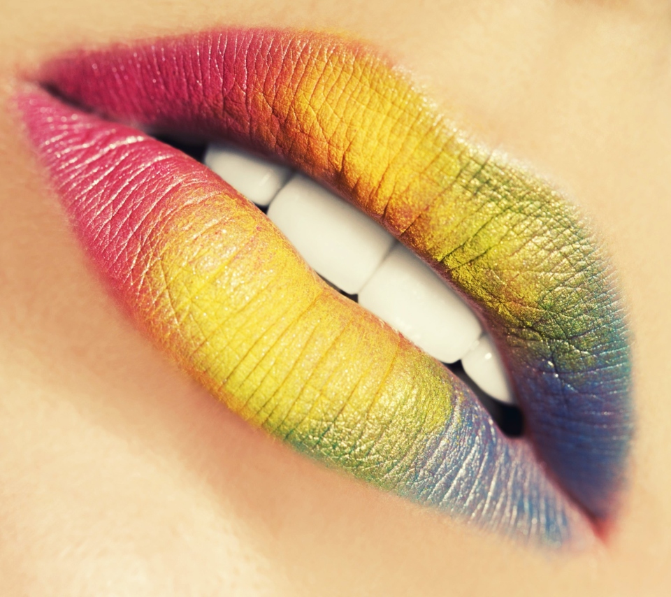 Rainbow Lips wallpaper 960x854