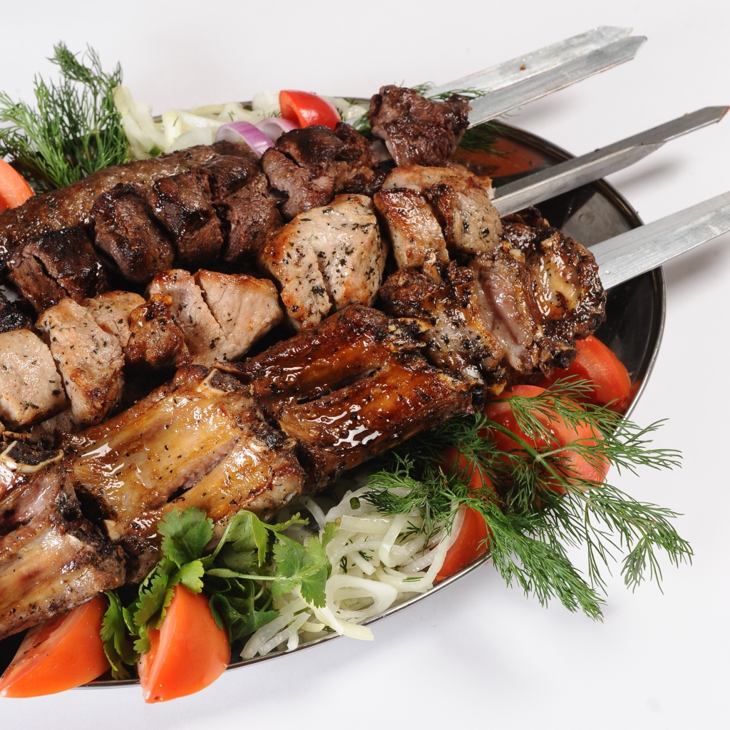 Sfondi Georgian barbecue shashlik 1024x1024