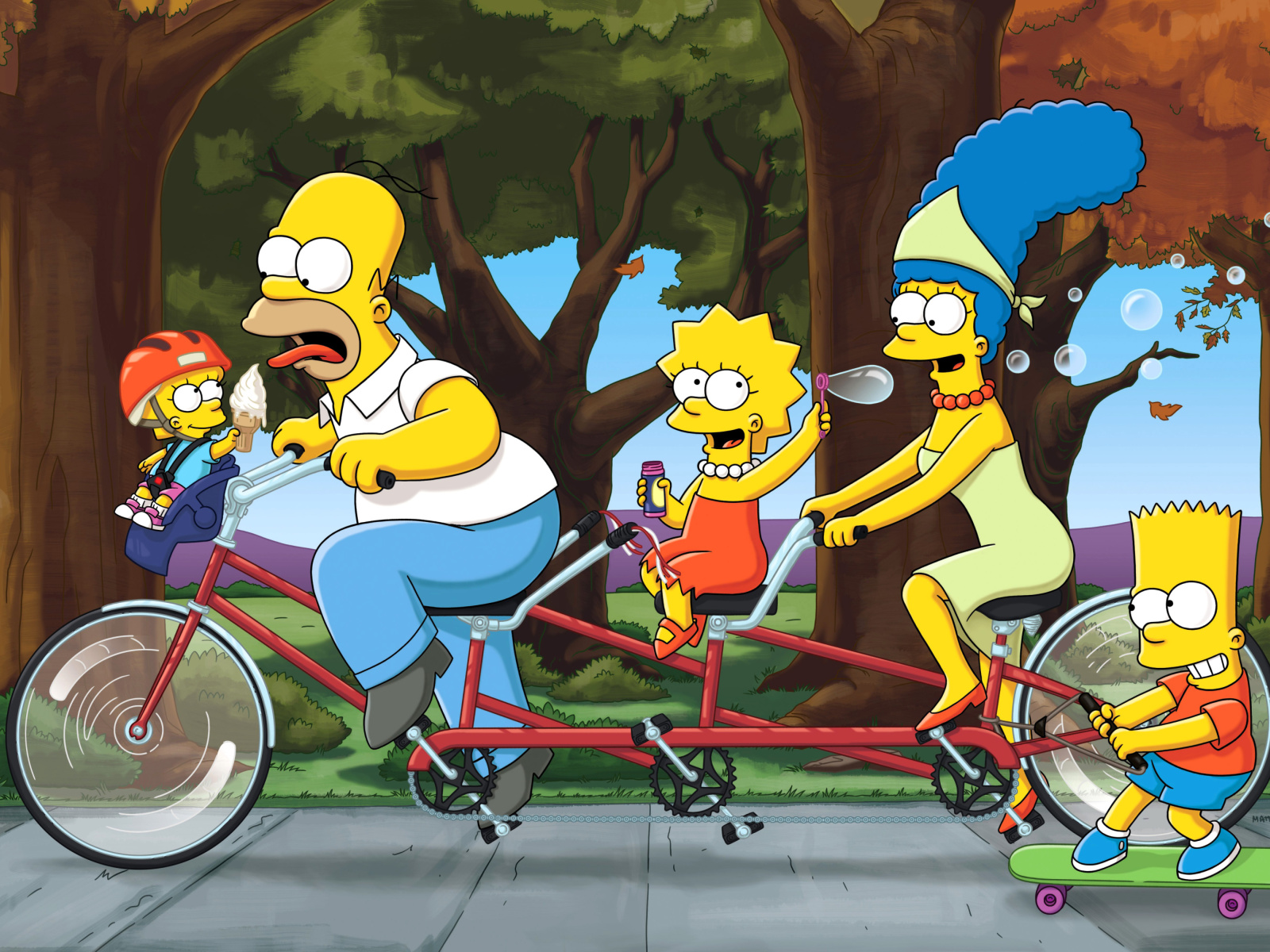 Fondo de pantalla The Simpsons Maggie, Marge, Homer and Bart 1600x1200