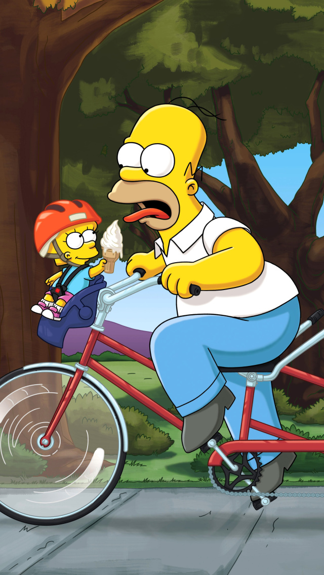 Das The Simpsons Maggie, Marge, Homer and Bart Wallpaper 640x1136