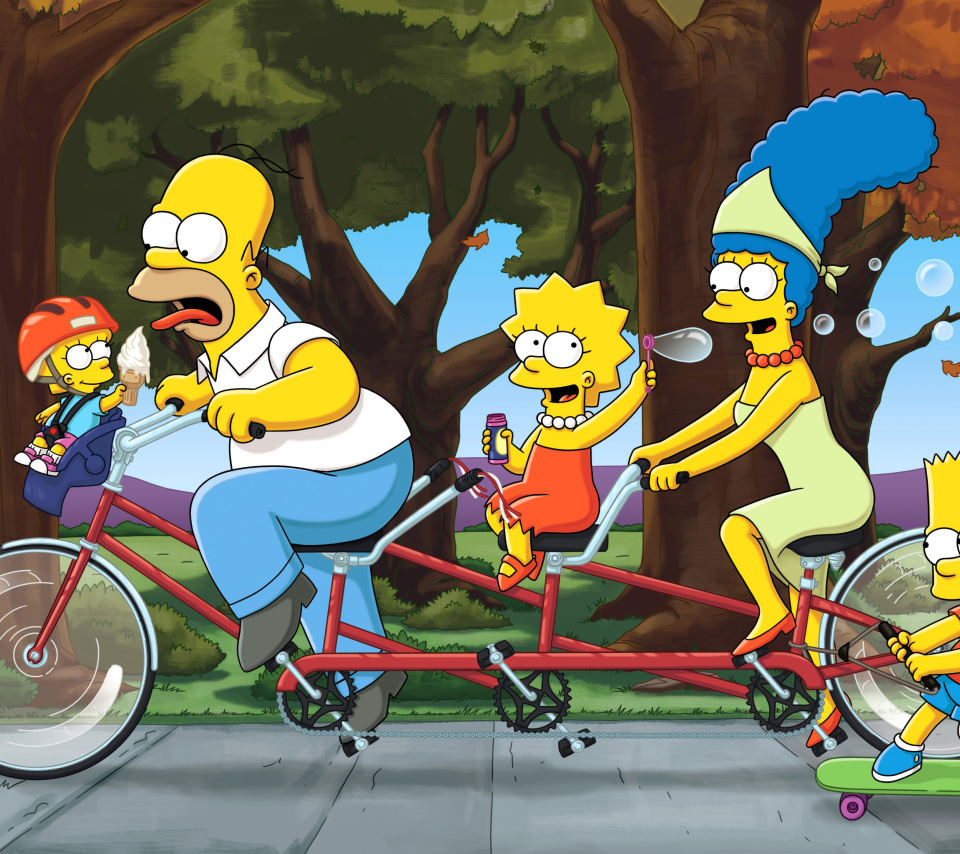 Fondo de pantalla The Simpsons Maggie, Marge, Homer and Bart 960x854