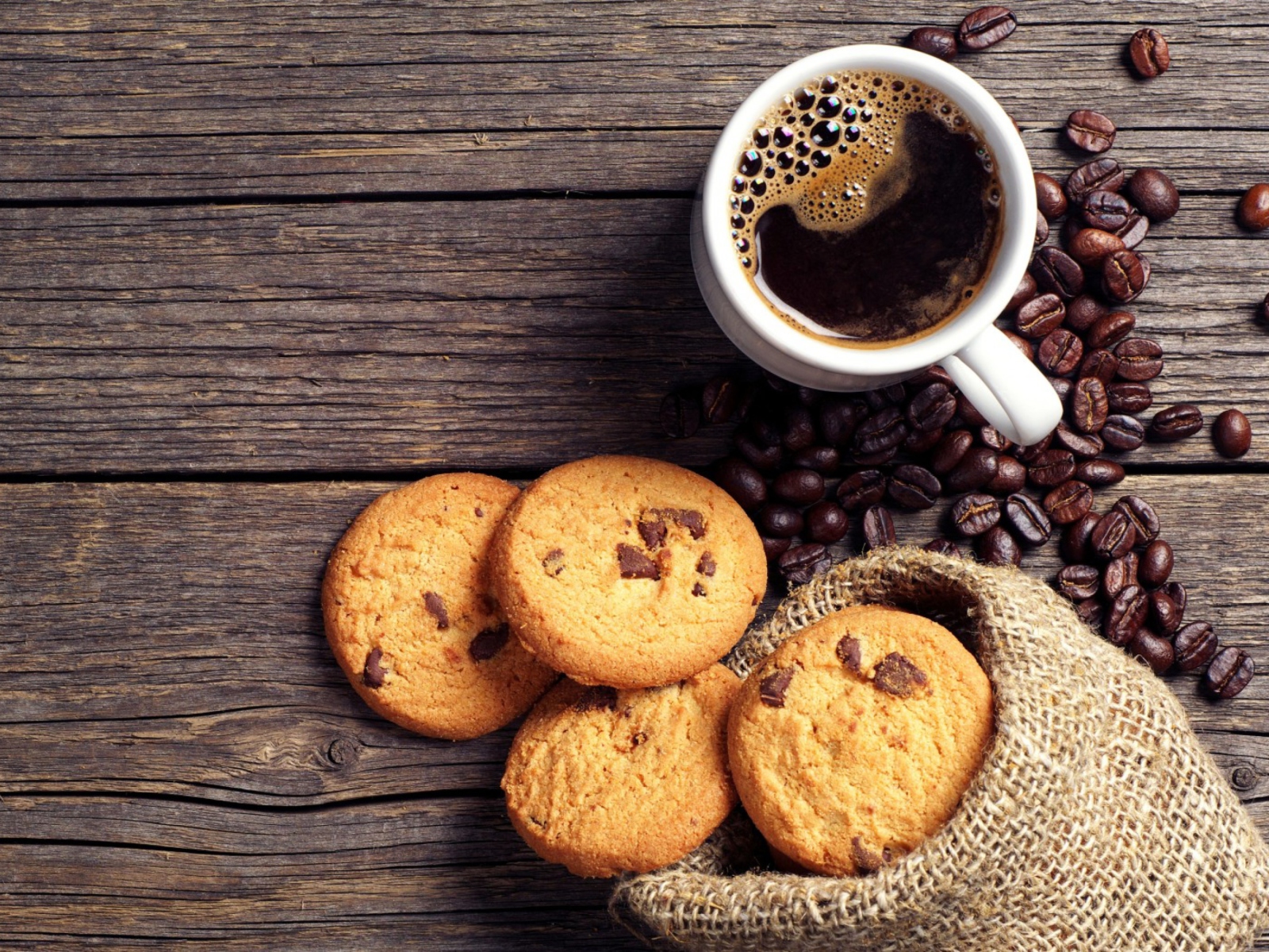 Das Perfect Morning Coffee With Cookies Wallpaper 1600x1200