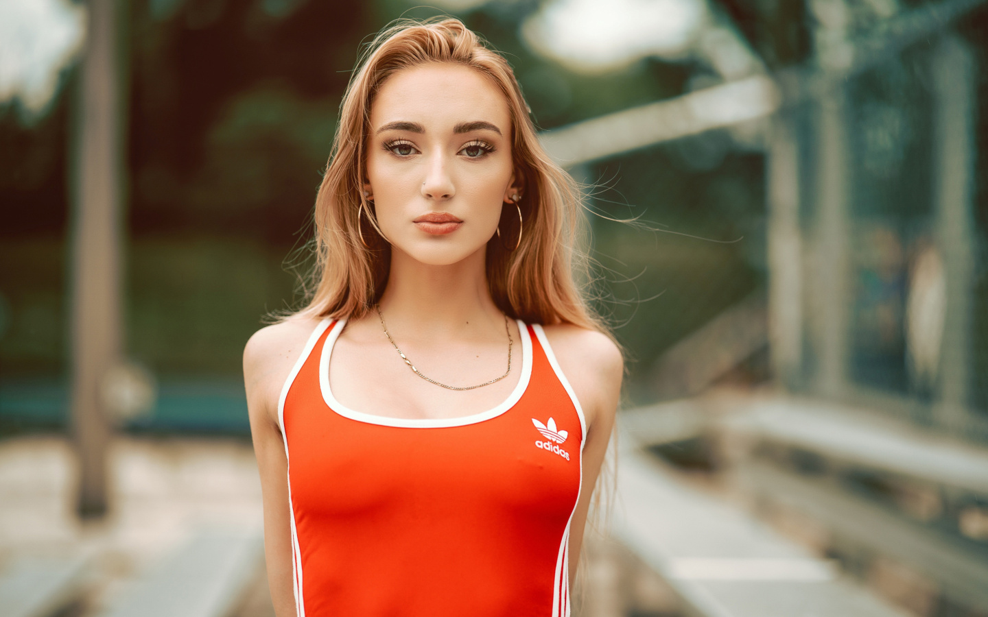 Blonde in Adidas Bodysuit wallpaper 1440x900