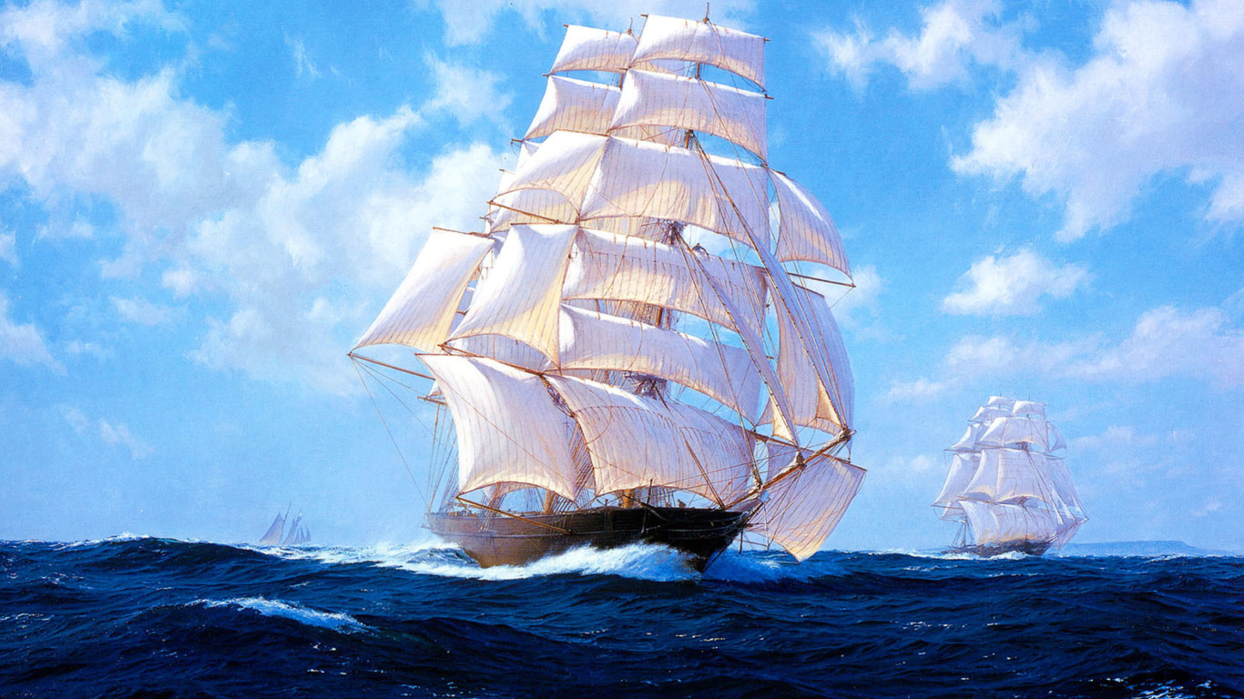 Sfondi Ships Artwork Steven Dews 1366x768