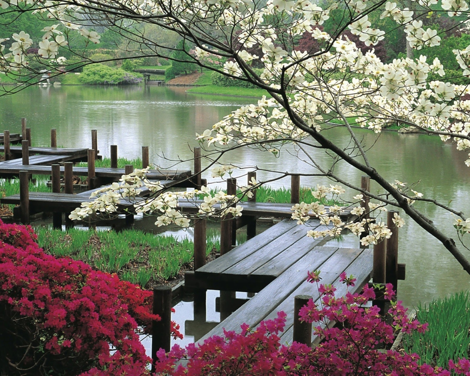 Fondo de pantalla Japanese Garden And Lake 1600x1280