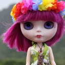 Das Doll With Pink Hair And Blue Eyes Wallpaper 128x128