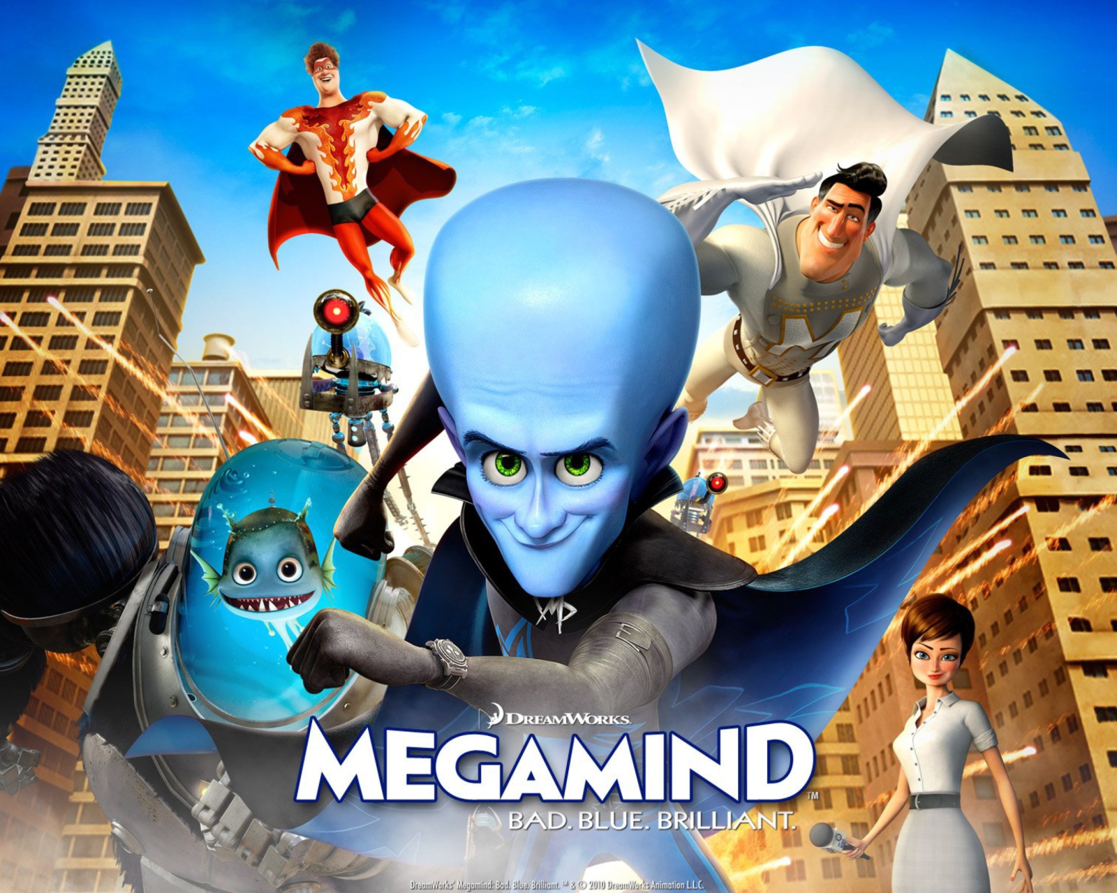 Megamind: Bad Blue Brilliant wallpaper 1600x1280