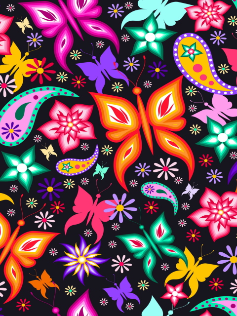 Screenshot №1 pro téma Floral Butterflies 480x640