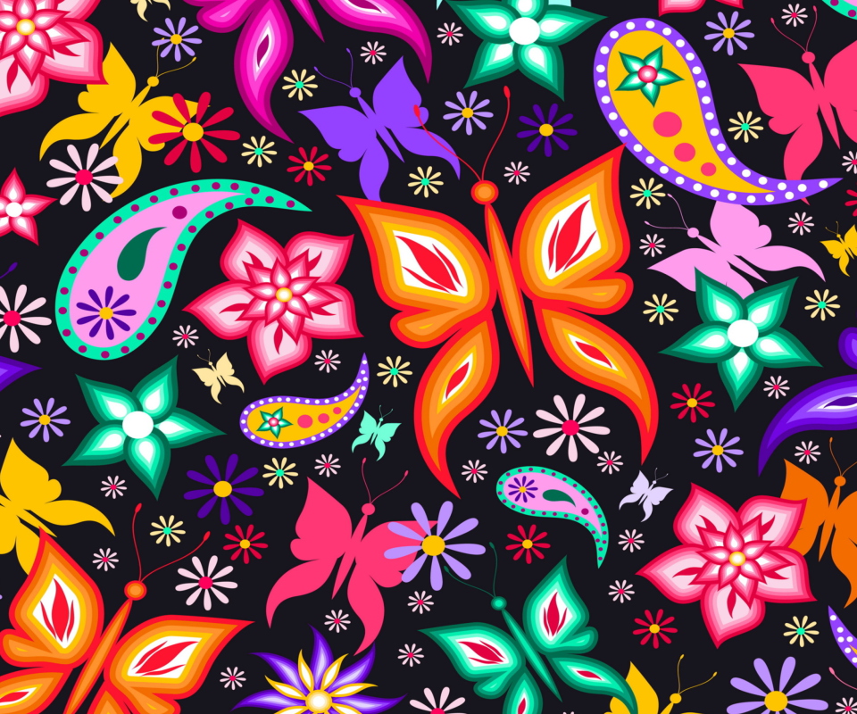 Das Floral Butterflies Wallpaper 960x800