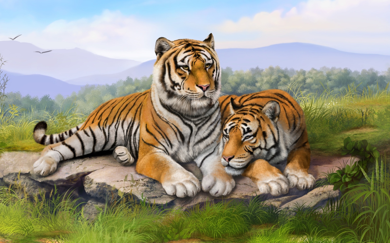 Das Tigers Art Wallpaper 1280x800