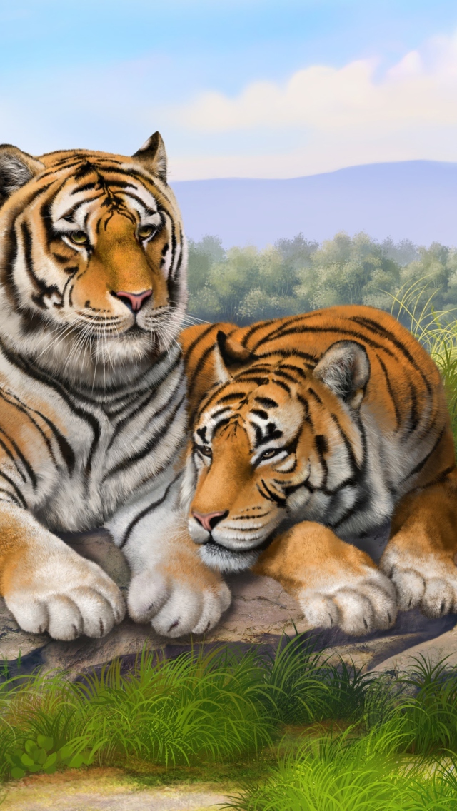Sfondi Tigers Art 640x1136