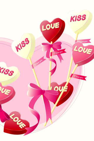 Обои I Love You Balloons and Hearts 320x480