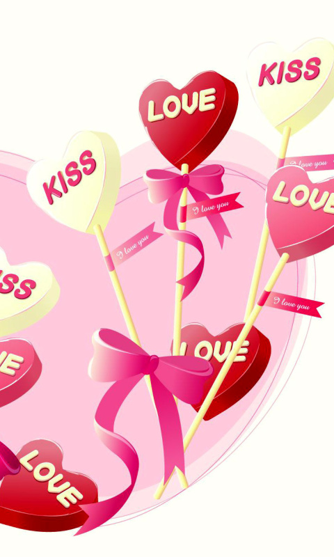 Обои I Love You Balloons and Hearts 480x800