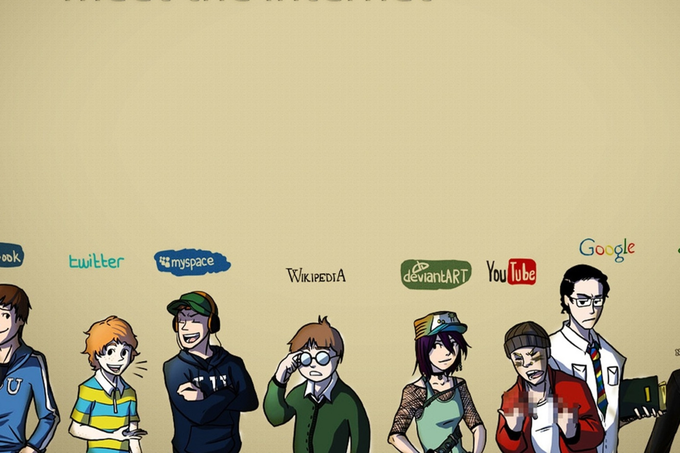 Fondo de pantalla Social Networks, Twitter, Facebook, Youtube, Wikipedia 2880x1920