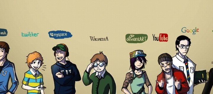 Das Social Networks, Twitter, Facebook, Youtube, Wikipedia Wallpaper 720x320