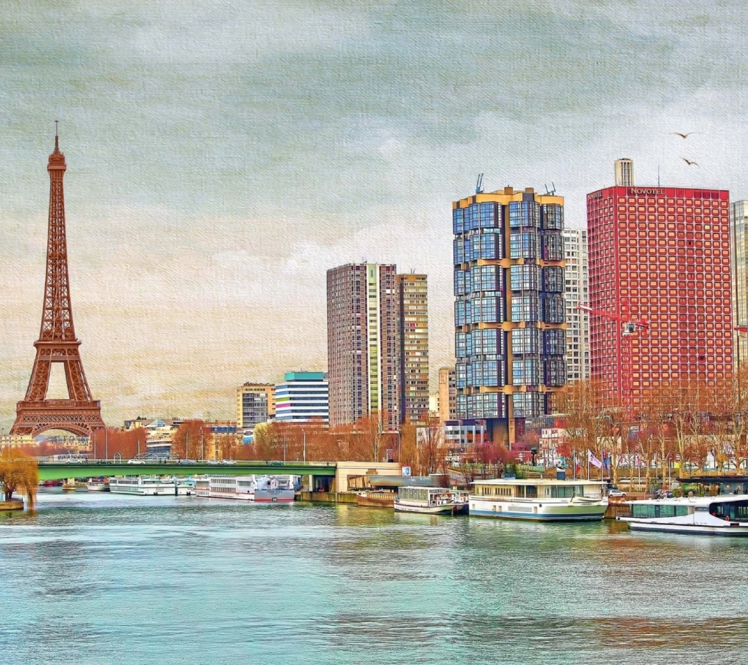 Обои Eiffel Tower and Paris 16th District 1080x960