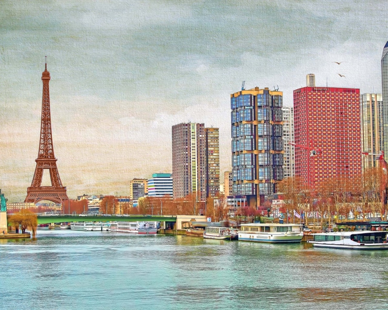 Sfondi Eiffel Tower and Paris 16th District 1280x1024