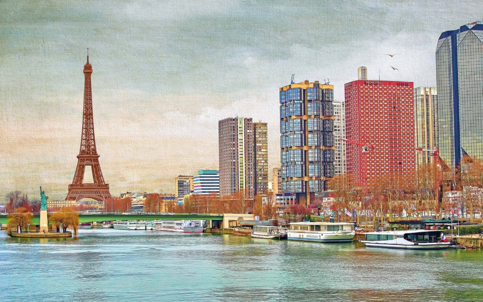 Обои Eiffel Tower and Paris 16th District 1680x1050