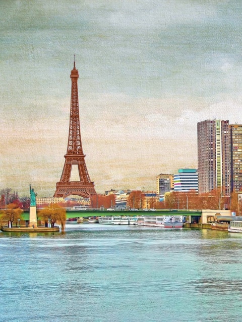 Eiffel Tower and Paris 16th District wallpaper 480x640