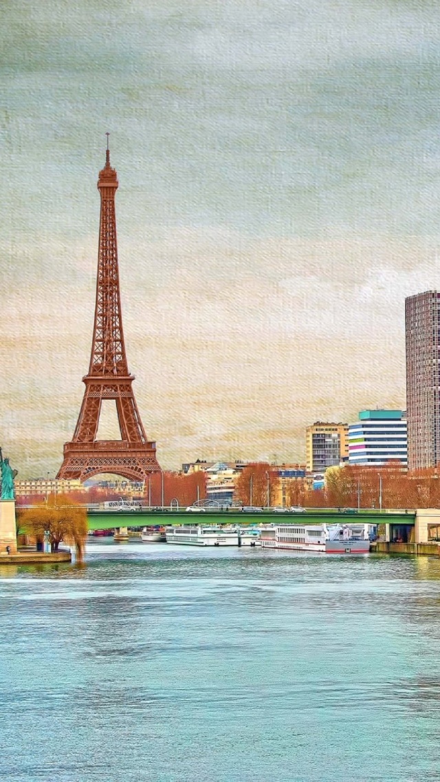 Eiffel Tower and Paris 16th District wallpaper 640x1136
