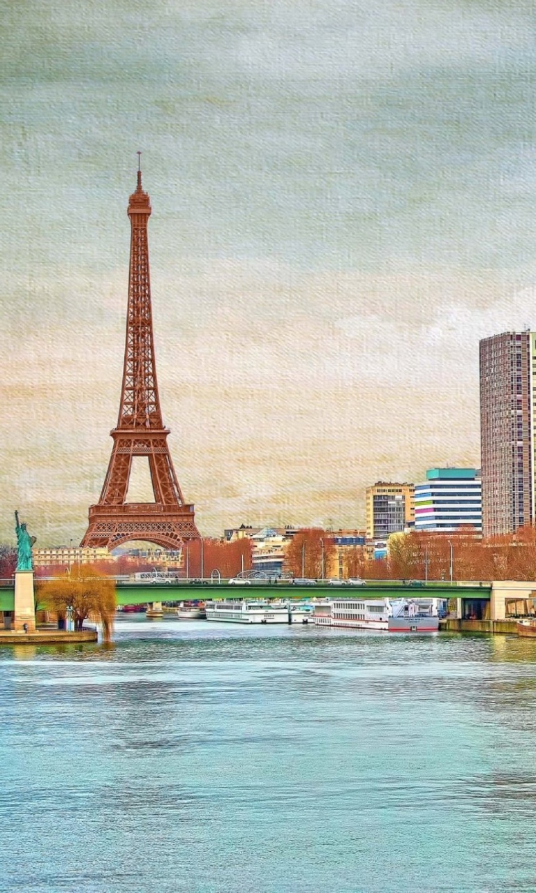 Eiffel Tower and Paris 16th District wallpaper 768x1280