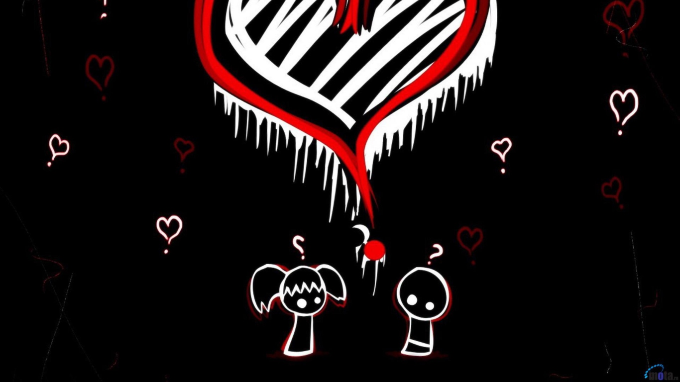 Das Emo Hearts Wallpaper 1366x768