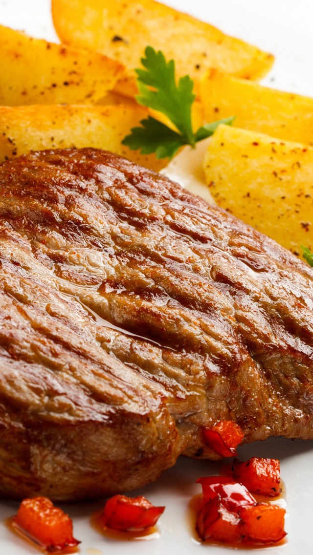 Steak and potatoes wallpaper 640x1136