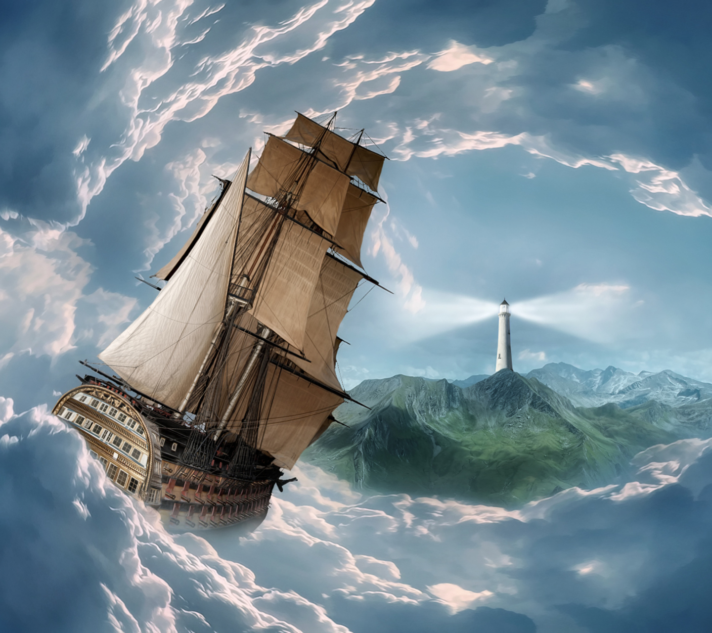 Fondo de pantalla Big Ship In Storm 1440x1280
