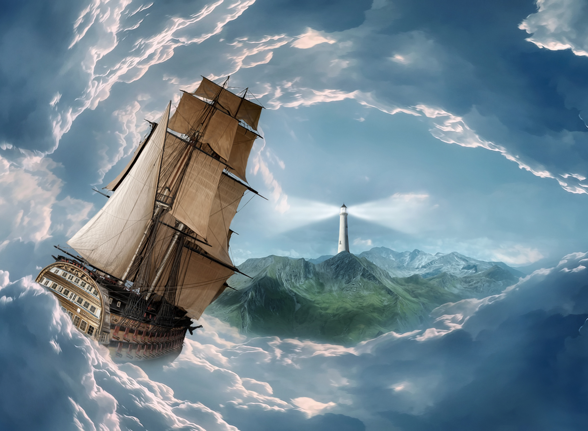 Fondo de pantalla Big Ship In Storm 1920x1408