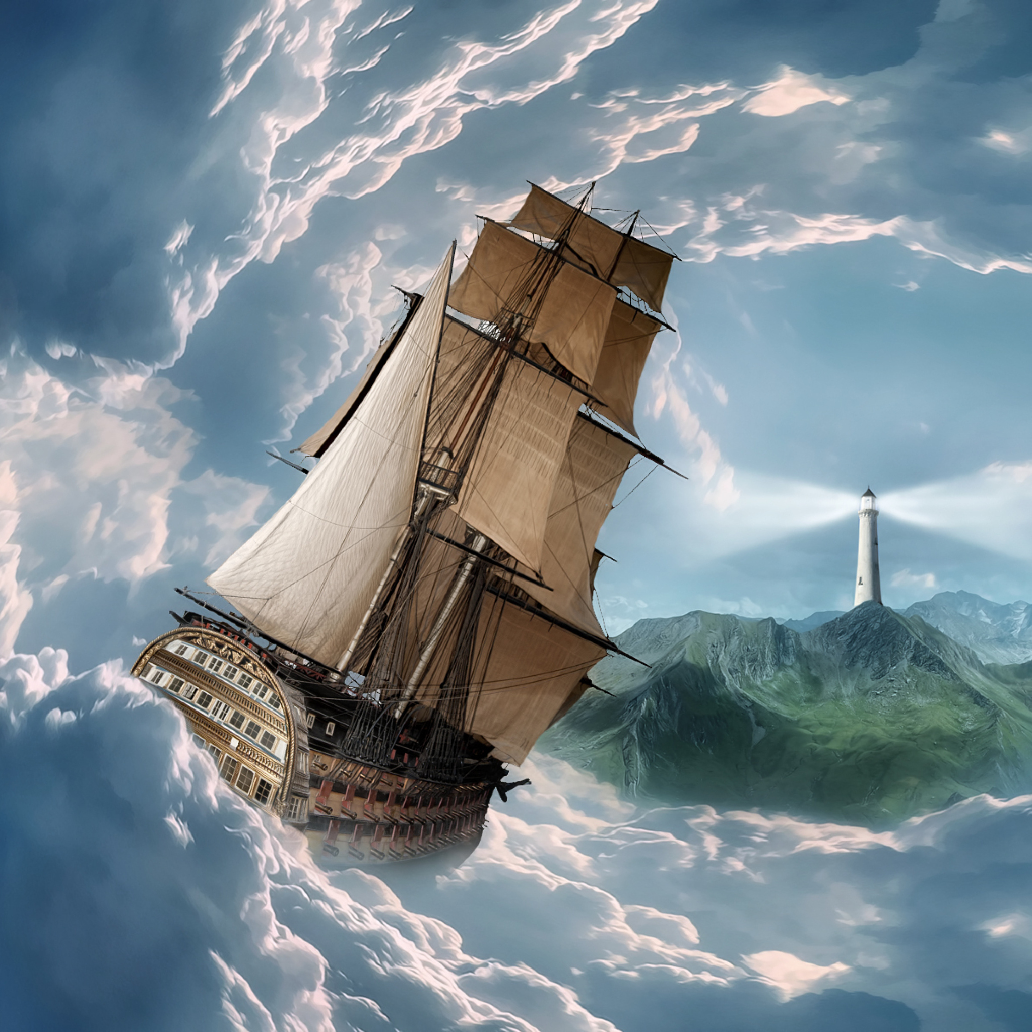 Fondo de pantalla Big Ship In Storm 2048x2048