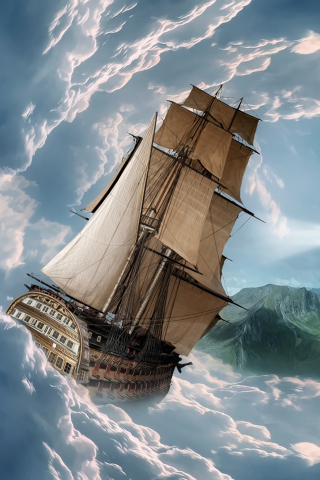 Fondo de pantalla Big Ship In Storm 320x480