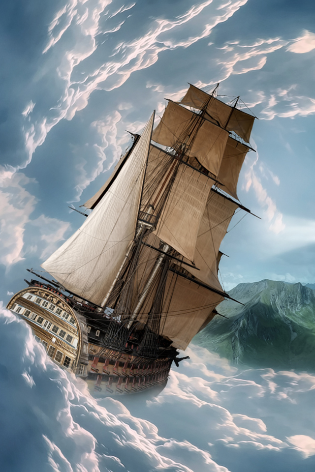 Das Big Ship In Storm Wallpaper 640x960