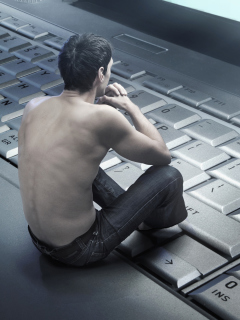 Fondo de pantalla Man Sitting On Keyboard 240x320