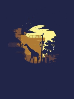 Das Giraffe Illustration Wallpaper 240x320