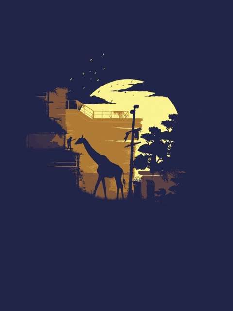 Giraffe Illustration wallpaper 480x640
