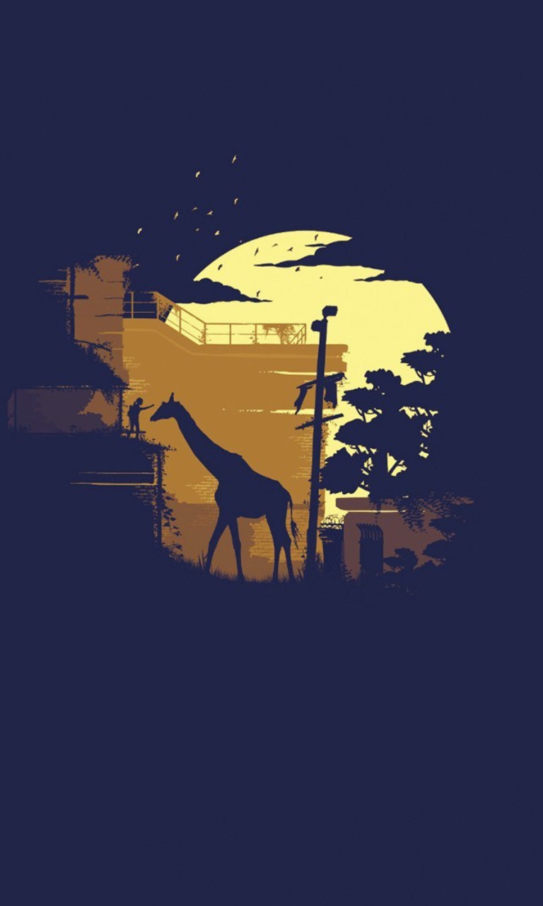 Das Giraffe Illustration Wallpaper 768x1280