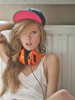 Blonde With Headphones wallpaper 240x320