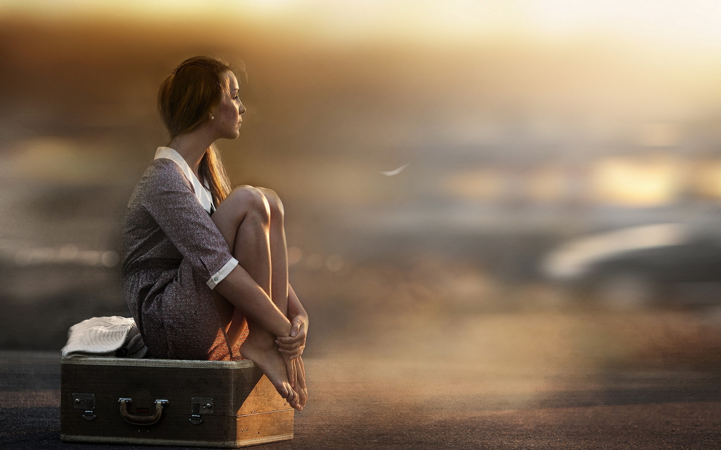 Girl's Deep Thoughts wallpaper 1440x900