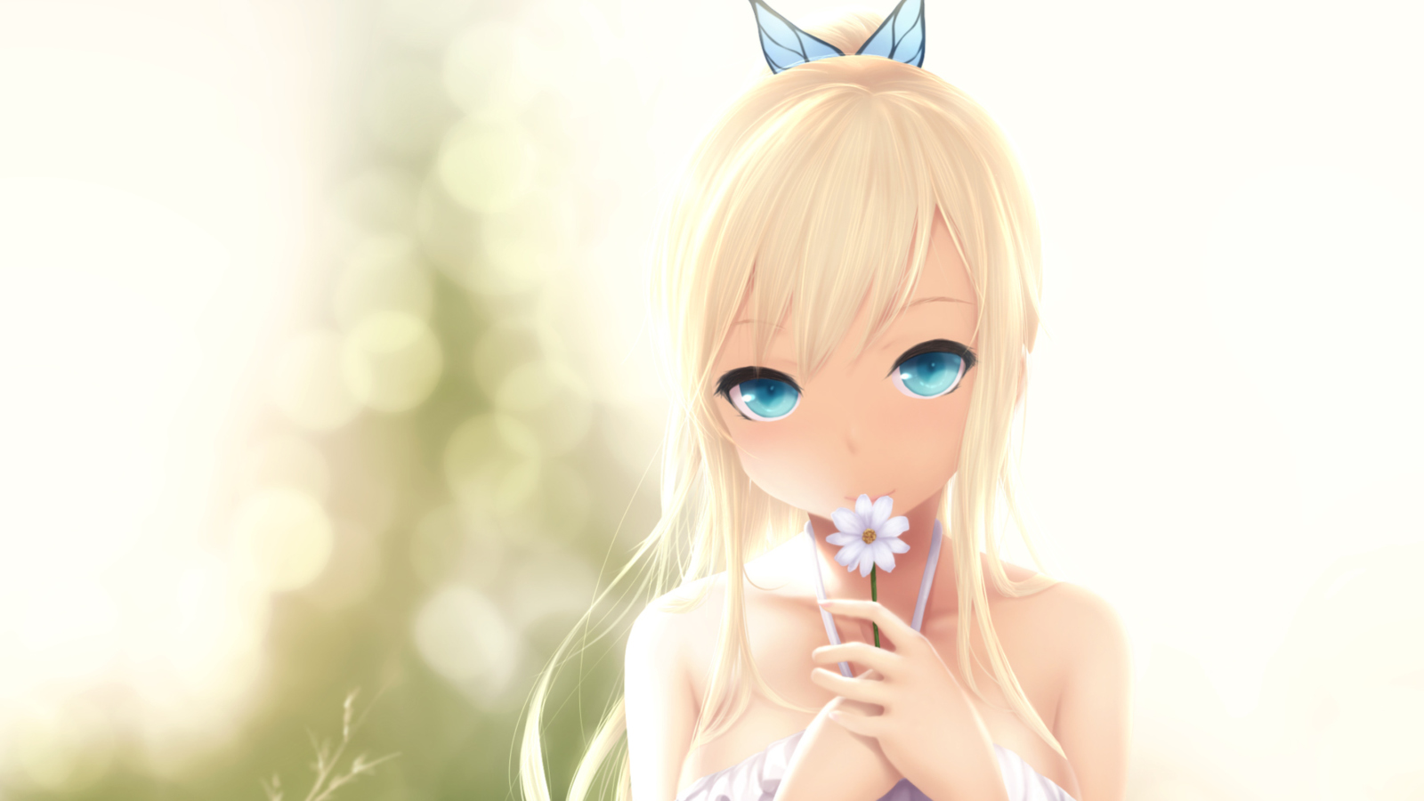 Fondo de pantalla Anime Blonde With Daisy 1600x900