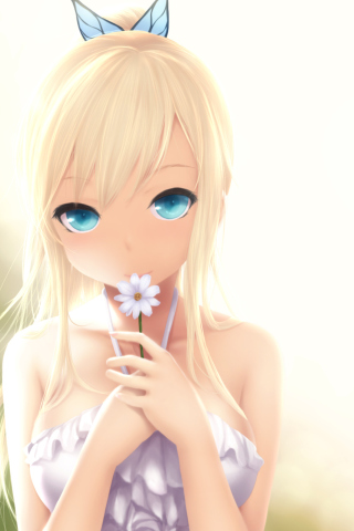 Sfondi Anime Blonde With Daisy 320x480