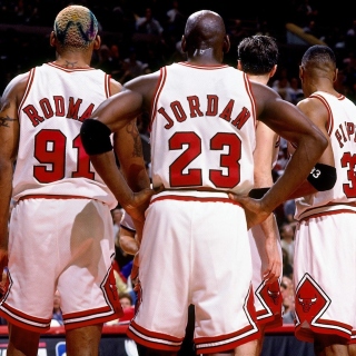 Chicago Bulls with Jordan, Pippen, Rodman sfondi gratuiti per 208x208