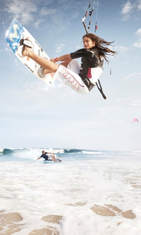 Das Kitesurf Girl Wallpaper 480x800