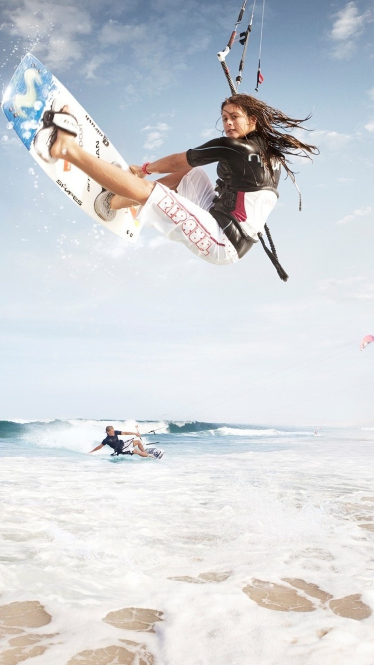 Das Kitesurf Girl Wallpaper 750x1334