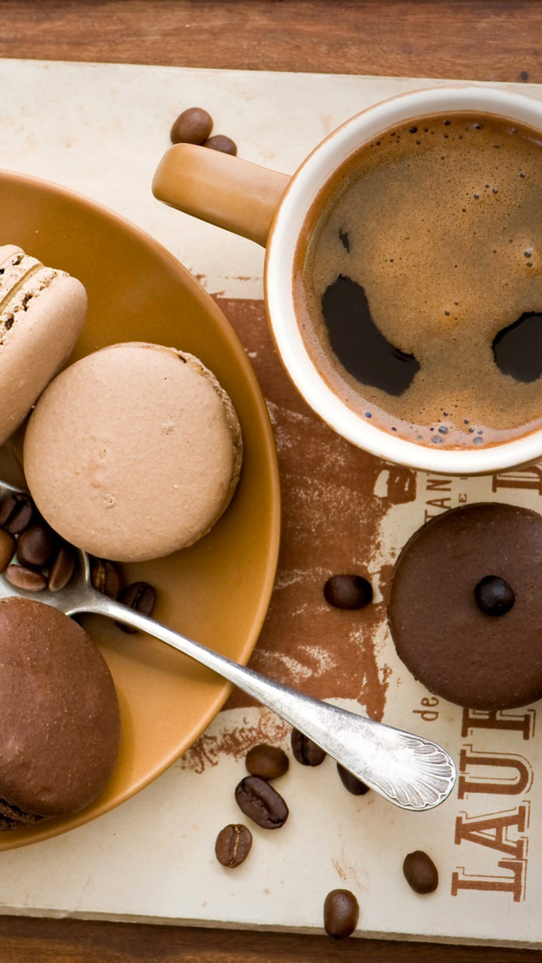Das Chocolate And Coffee Macarons Wallpaper 1080x1920