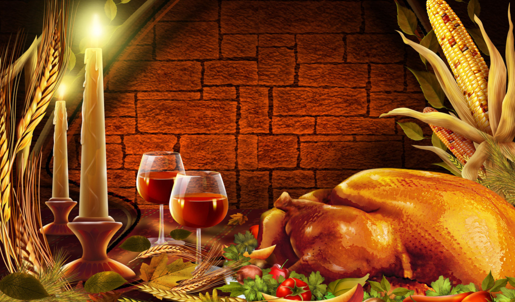 Das Thanksgiving Dinner Wallpaper 1024x600
