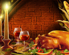 Das Thanksgiving Dinner Wallpaper 220x176
