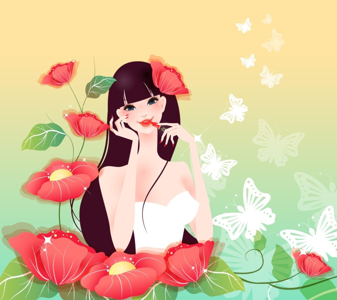 Das Flower Girl Drawing Wallpaper 1080x960