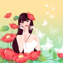 Flower Girl Drawing wallpaper 128x128