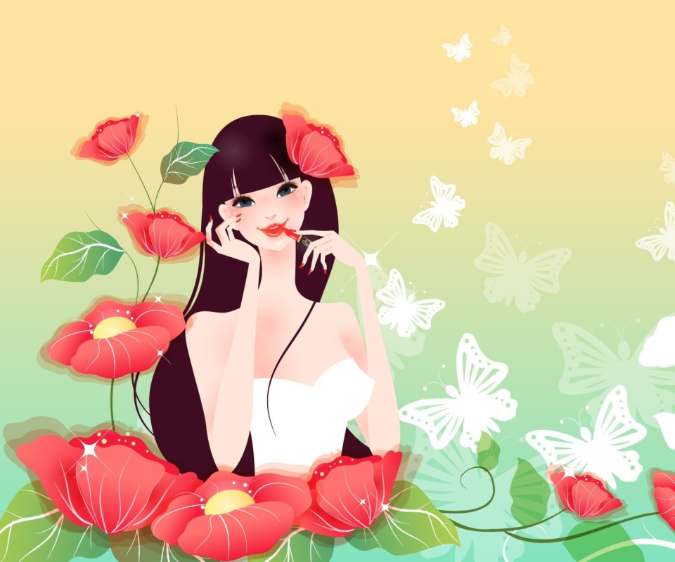 Screenshot №1 pro téma Flower Girl Drawing 960x800